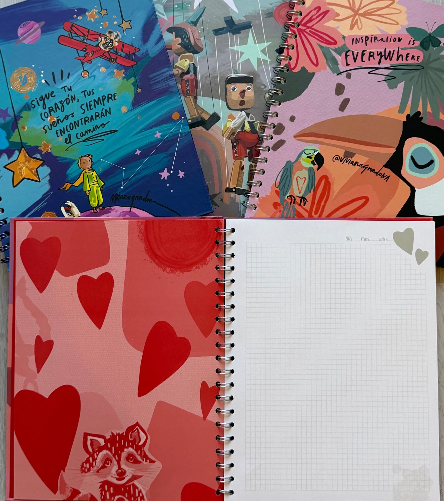 Pink raccoon notebook