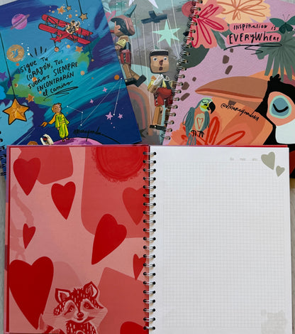 Pink raccoon notebook